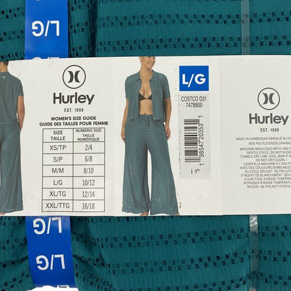 Hurley's Women's Swim 2 Piece Cover-Up Set | 2 Pieces | Green | Large - Picture 3 of 3